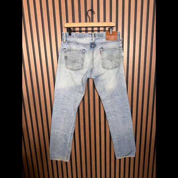 Levis 511 Jeans 32 x 34 Mens Blue White Oak Destroyed Denim 5 Pocket - Picture 2 of 13